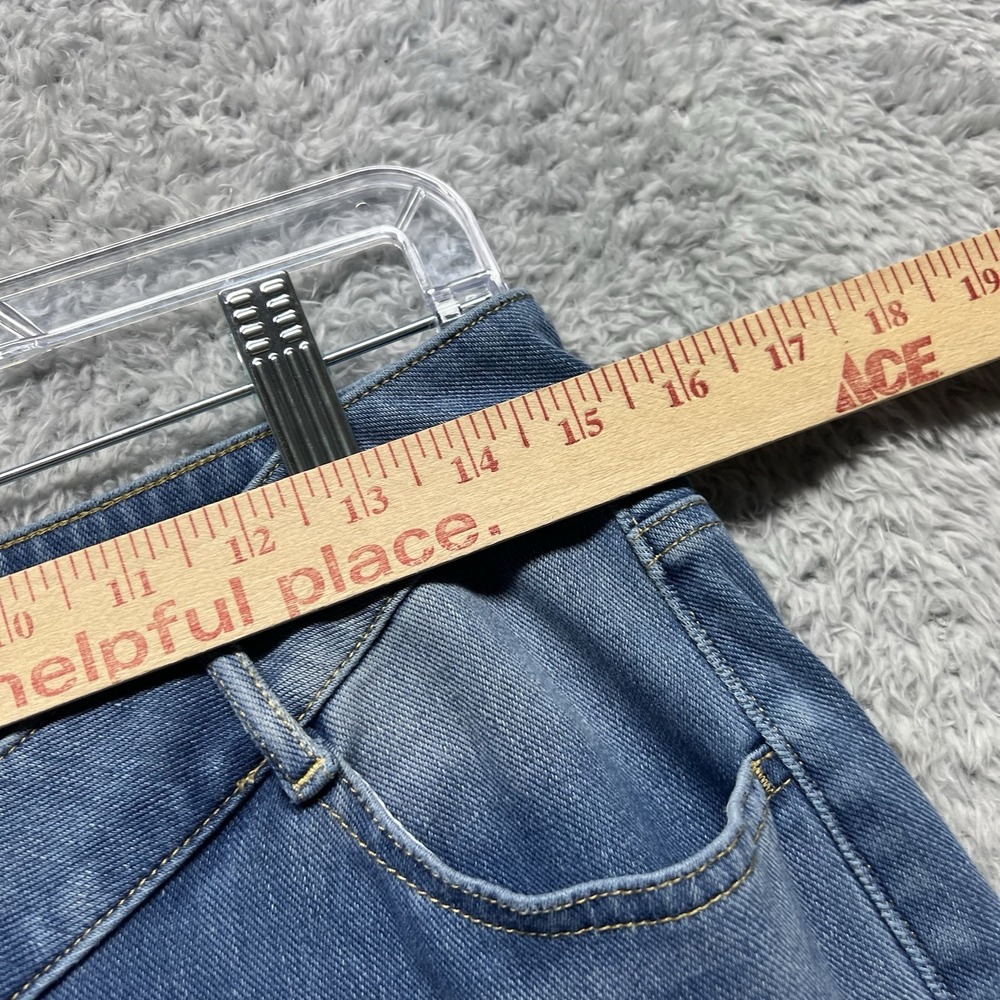 Halara Asymetrical Wide Leg Jeans PM Petite Medium Blue Stretch Faded Baggy - Picture 11 of 13